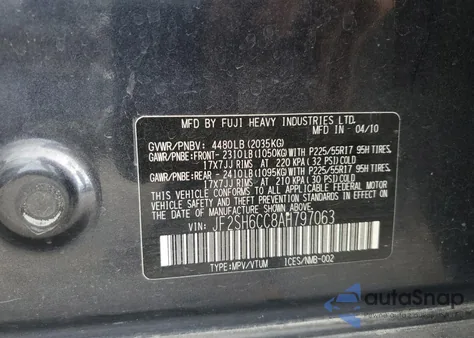 2010 Subaru Forester 2.5X Premium из США, поврежденный, VIN JF2SH6CC8AH797063